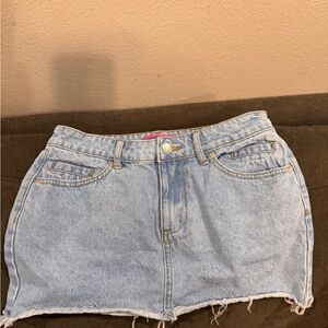 Edikted Light Blue Denim Skirt with Pink Tag